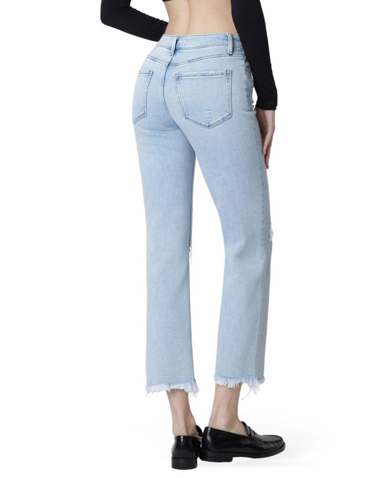 Women's High Rise Distressed Ankle Straight Jeans