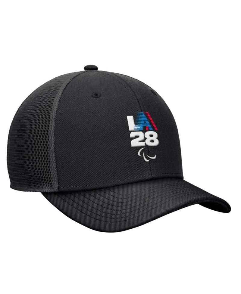 Men's Black LA28 Summer Paralympics Retro Stripe Rise Adjustable Trucker Hat