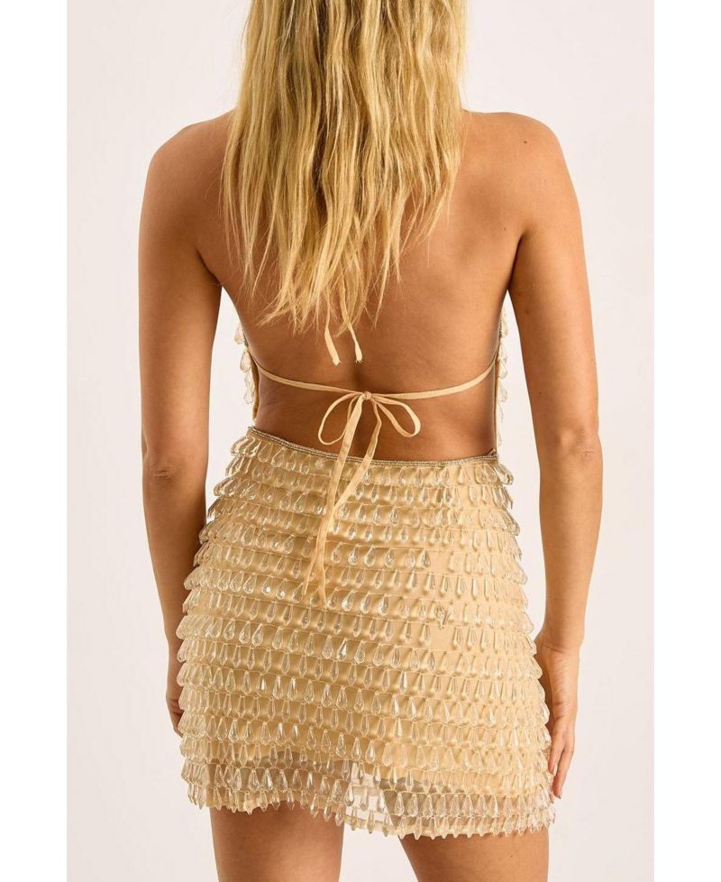 Women's Droplet Beaded Mini Dress