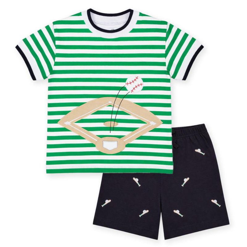Little Boys Knit Short Set With Baseball Field