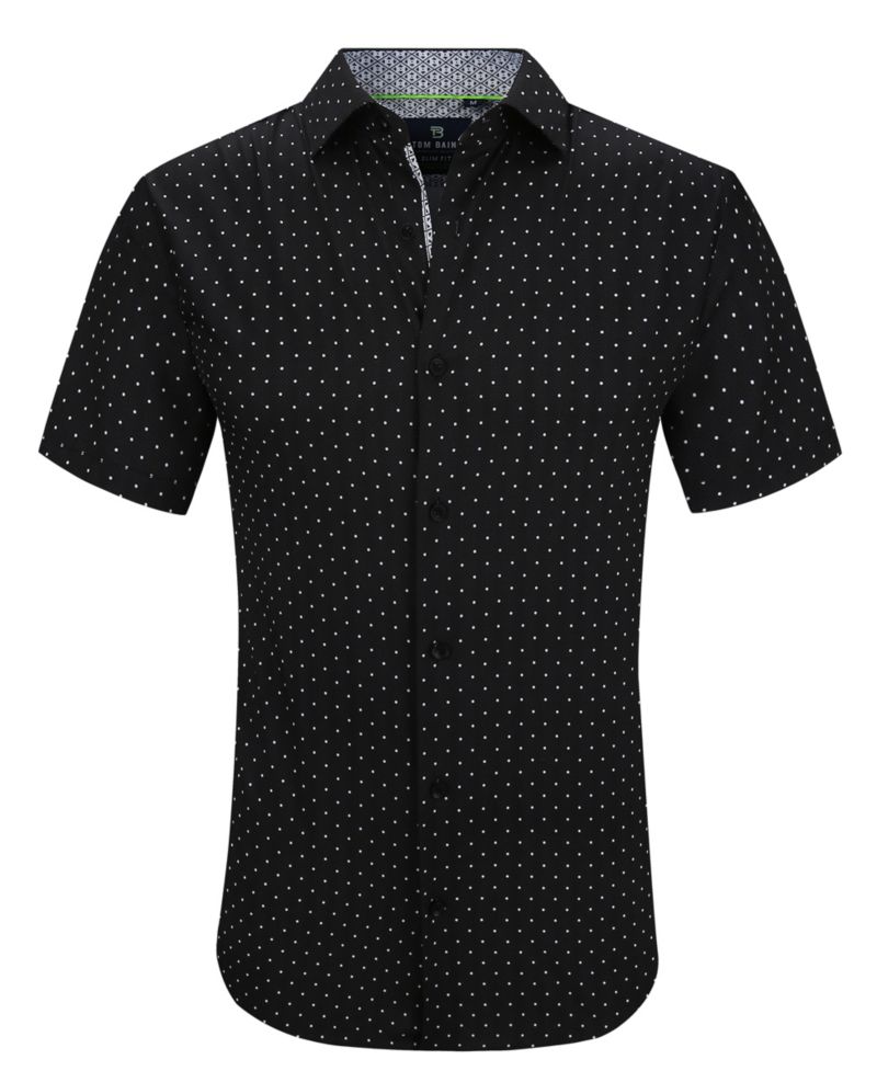 Men's Slim Fit Short Sleeve Performance Stretch Button Down Dress Shirt
