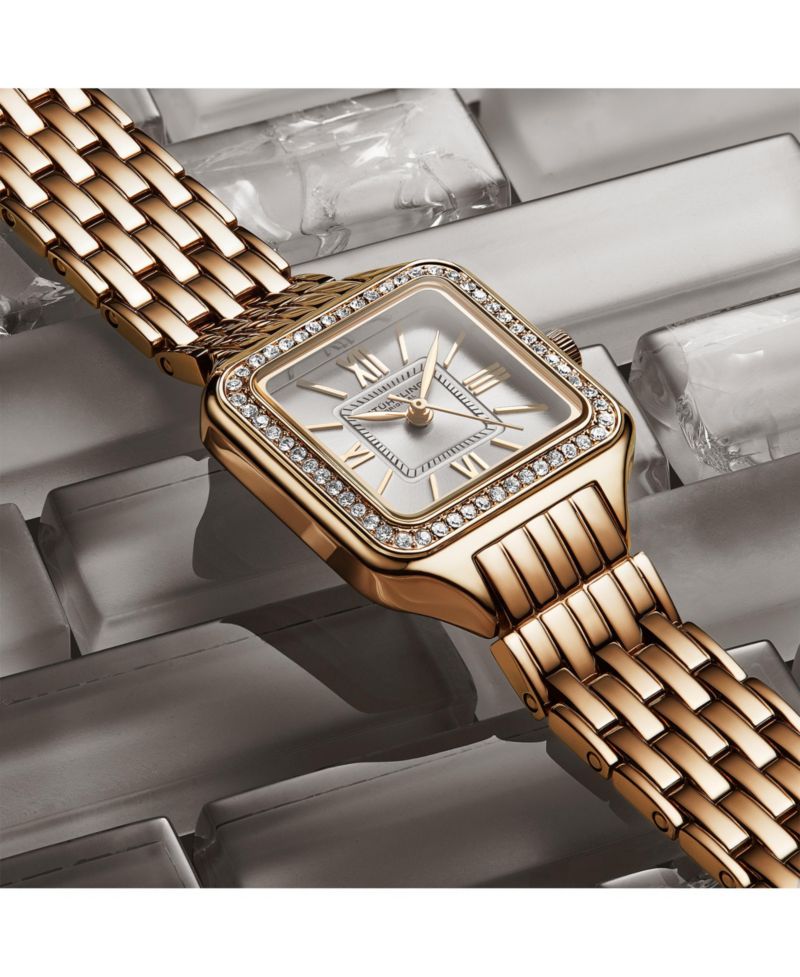 Confidant 4020 Women s Square Watch - Quartz Movement, 27mm Case, Crystal-Accented Bezel, Stainless Steel Bracelet