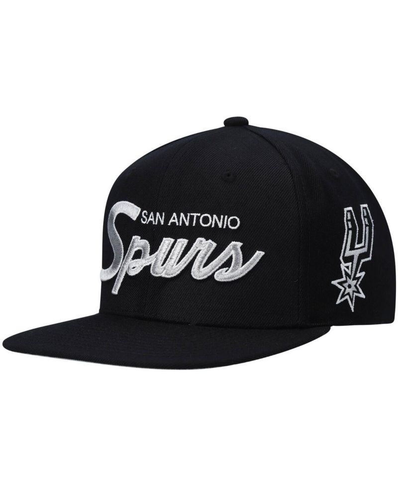 Men's Black San Antonio Spurs Hardwood Classics Script 2.0 Snapback Hat