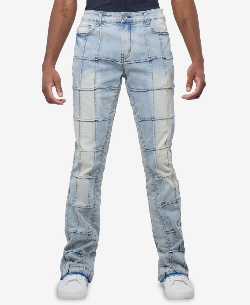 Men's Box Panel Fashion Stacked Jeans