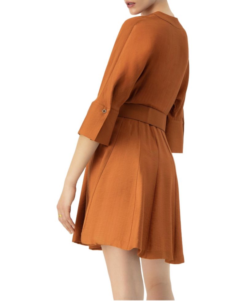 Women's Dolman Sleeve Solid Dress with Belt