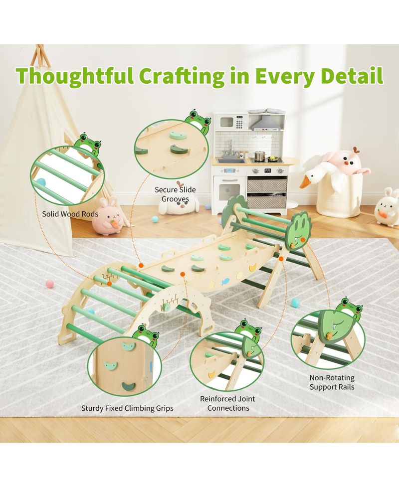 72.8 x 20.5 x 22.8 Inch Kids Climbing Frame Engineered Wood Toddler Indoor Play Gym Climbing Arch for Physical Fun, Wooden Frame