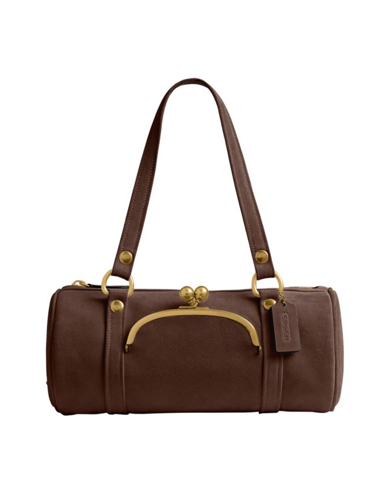 Originals Kisslock Large Suede Barrel Shoulder Bag