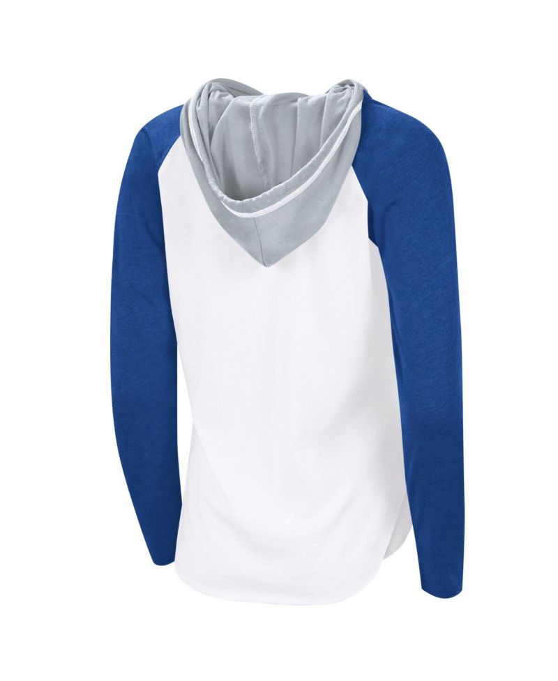 Women's White/Royal Tampa Bay Lightning VIP Raglan Long Sleeve Hoodie T-Shirt