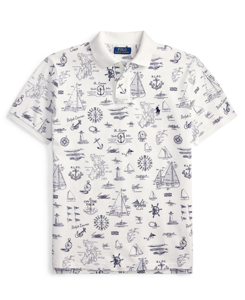 Men's Custom Slim-Fit Nautical Mesh Polo Shirt