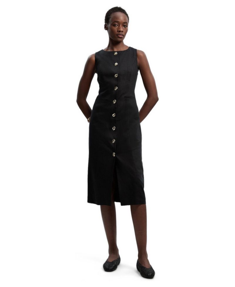 Women's Linen Pencil Midi Dress