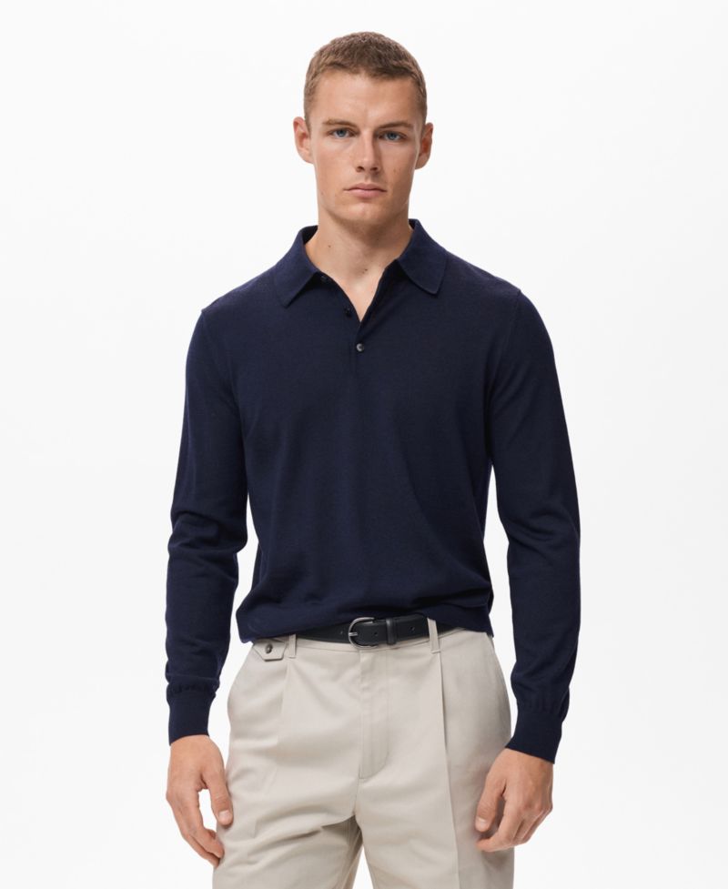Men's Wool Knitted Polo Sweater