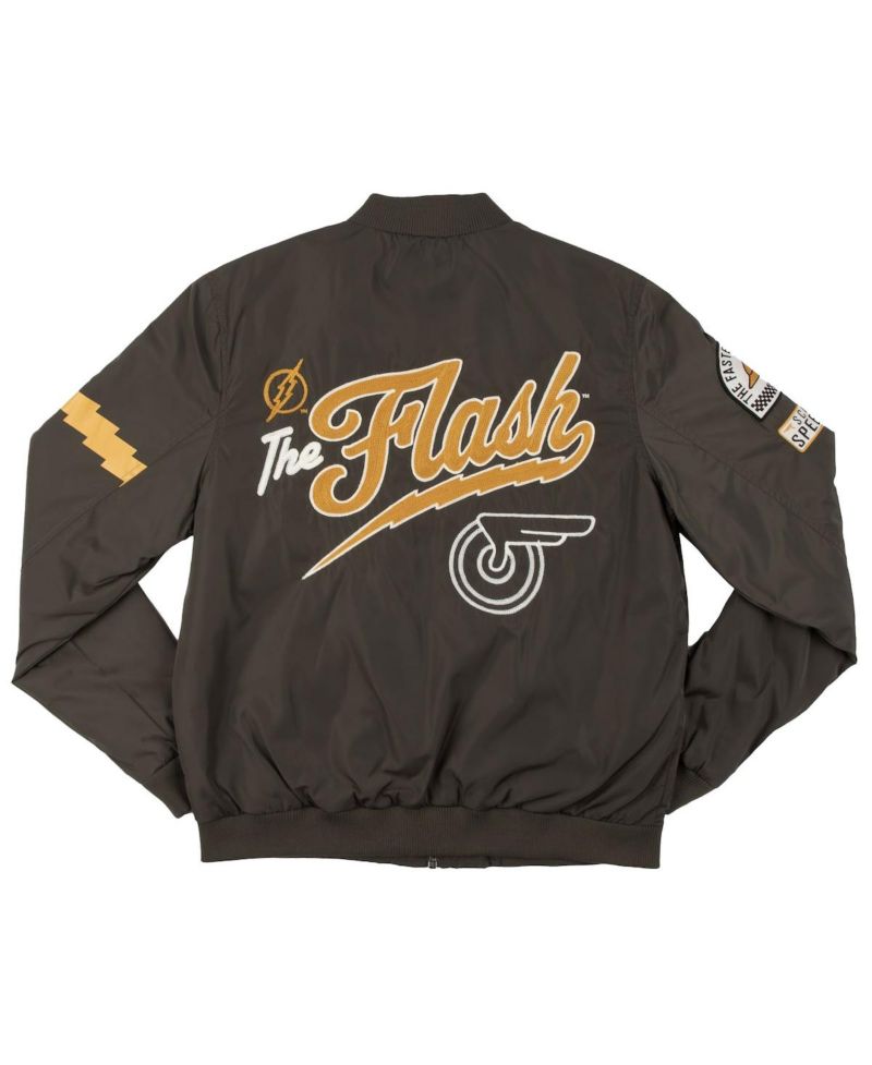 Men's Black Flash Checkered Full-Zip Bomber Jacket