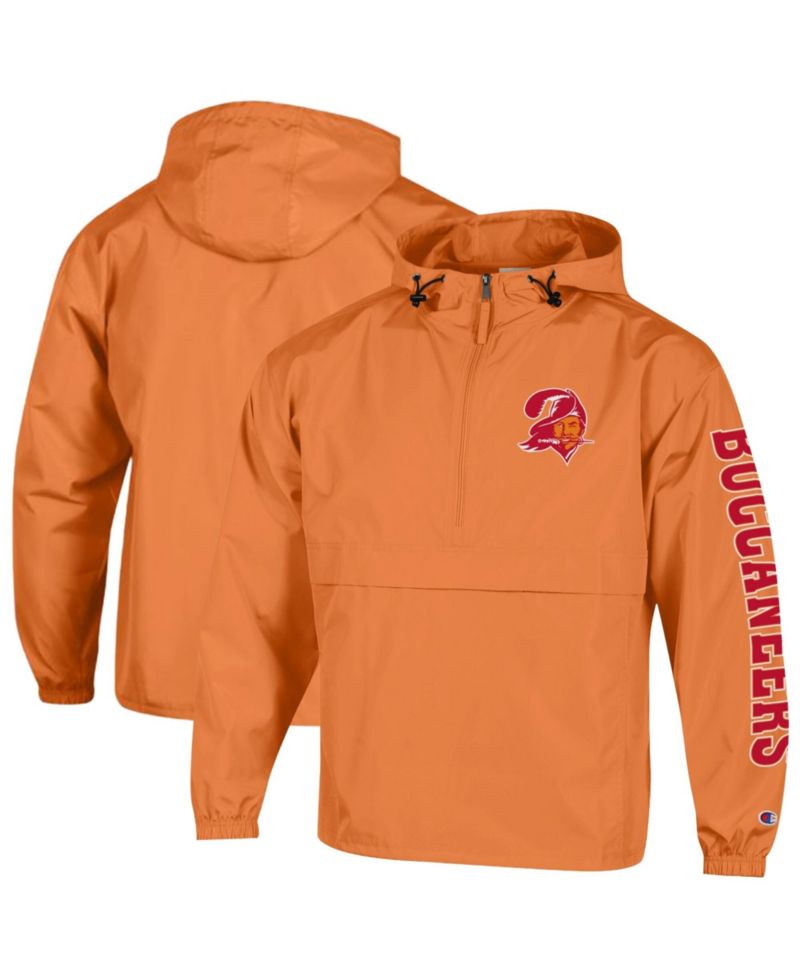 Men's Orange Tampa Bay Buccaneers Packable Hooded Windbreaker Half-Zip Jacket