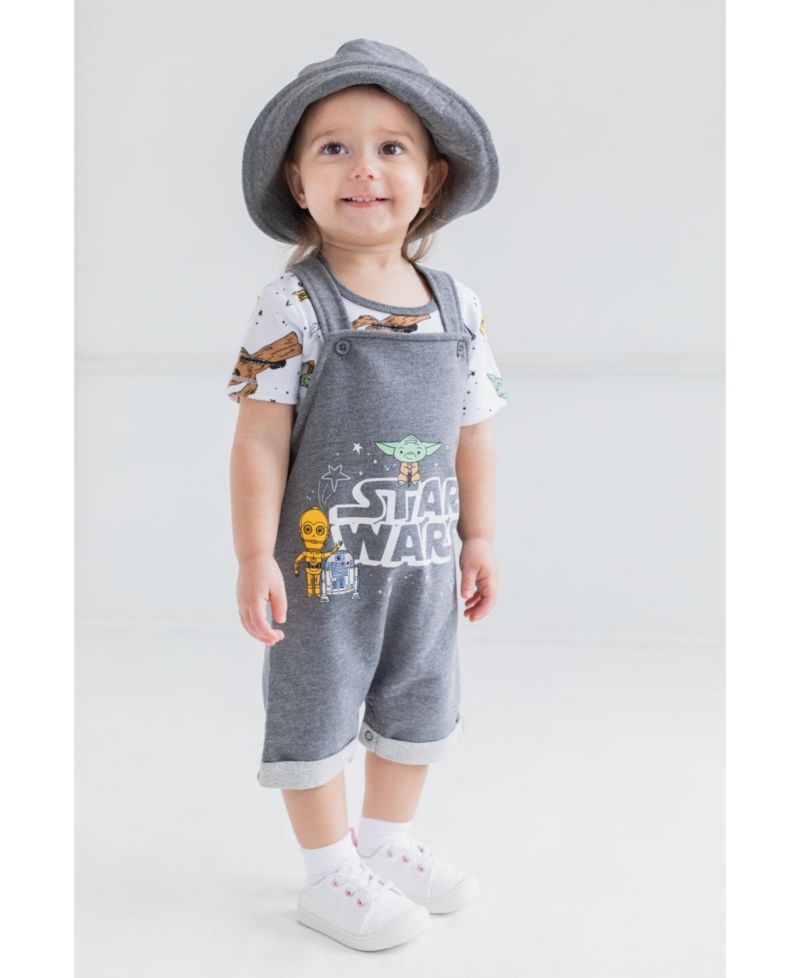 Star Wars Baby Boys ( new born to 24 M ) Shortall T-Shirt and Bucket Hat Set