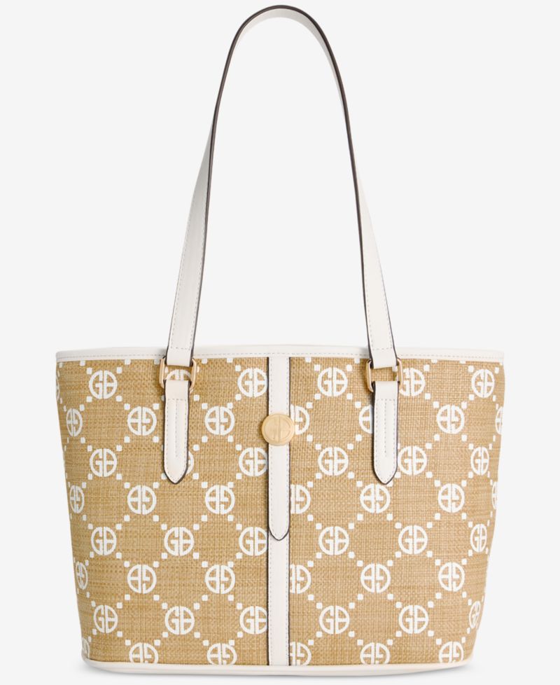Belted Monogram Straw Tulip Tote Bag