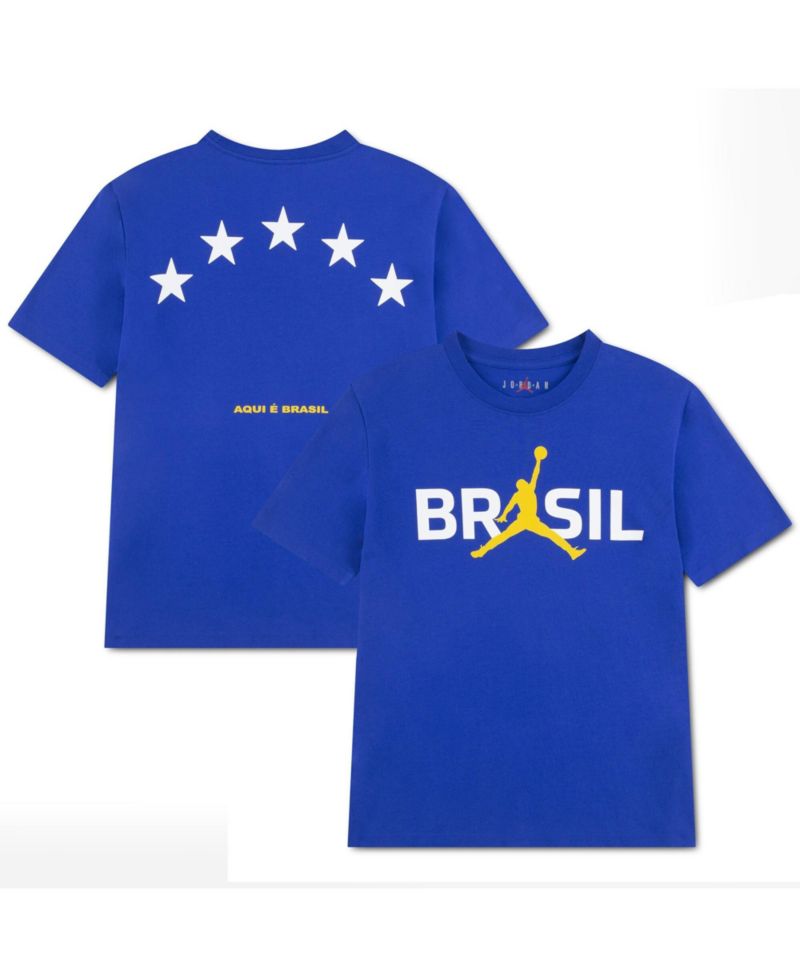 Big Boys and Girls Royal Brazil National Team 5-Star Logo T-Shirt
