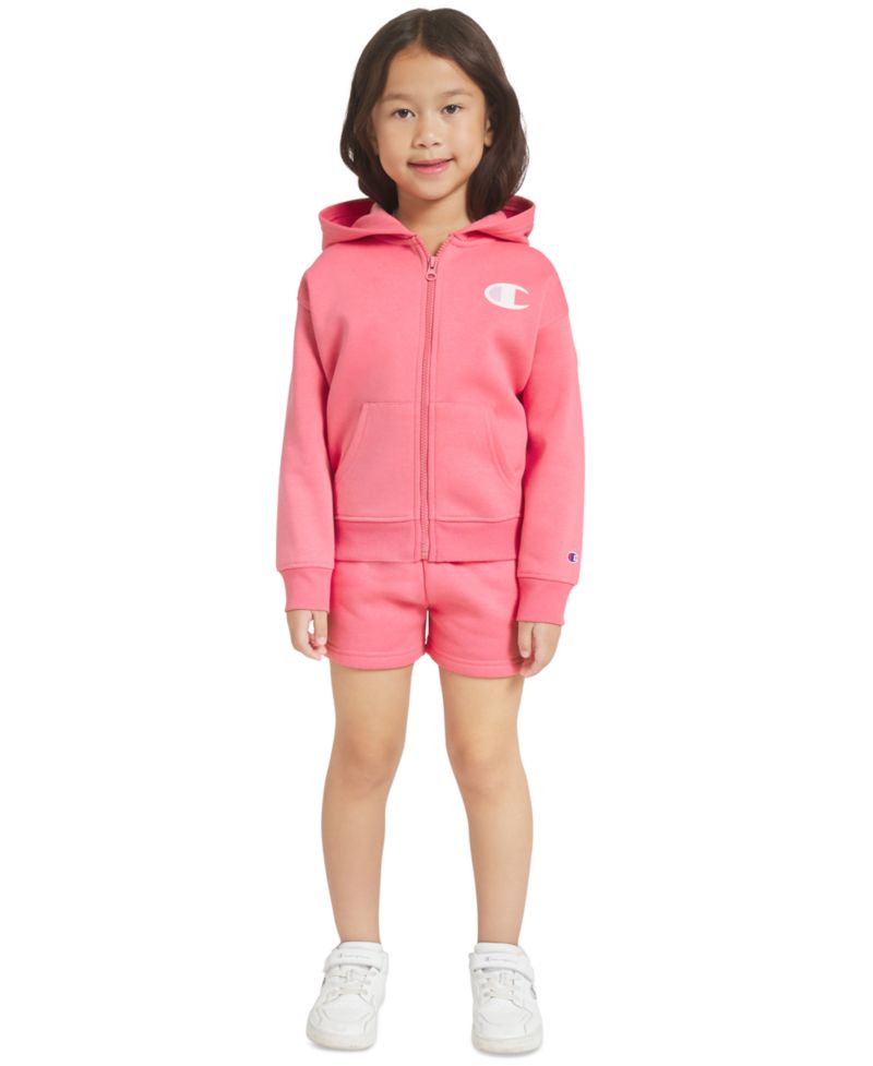 Girls' 4-6X Logo T-Shirt, Zip-Up Hoodie and Shorts, 3-Piece Set