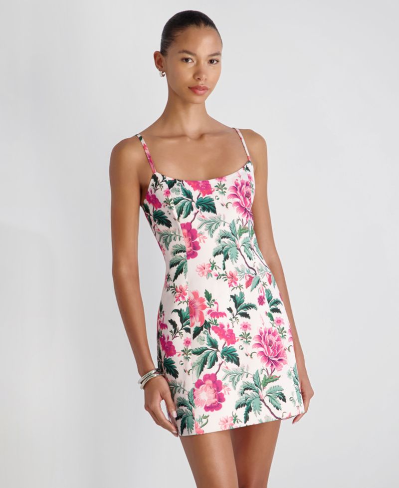 Women's Floral Print Square Neck Mini Dress