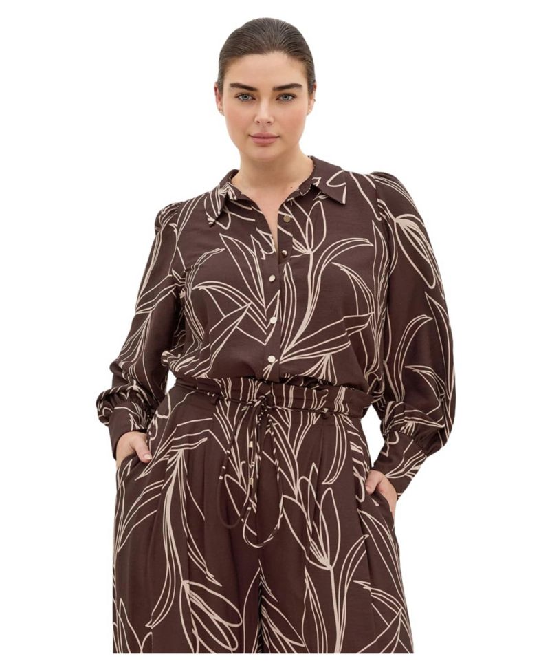 Women's Plus Size Bella Bloom Print Long Sleeve Shirt