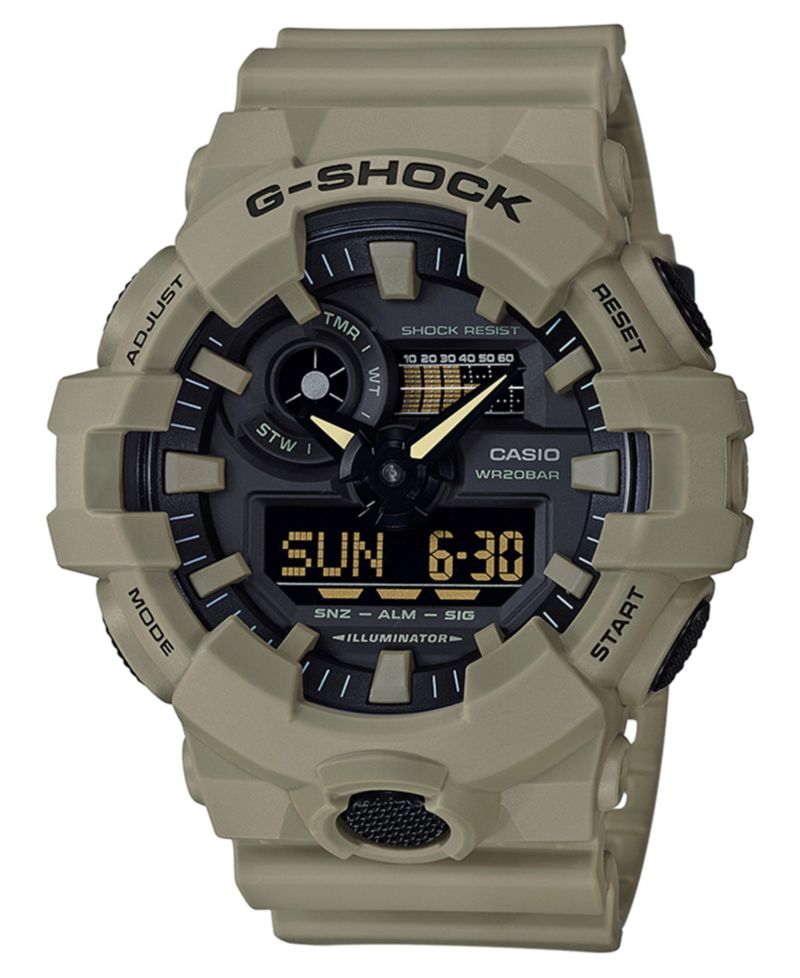 Men's Analog-Digital Beige Resin Strap Watch 53mm