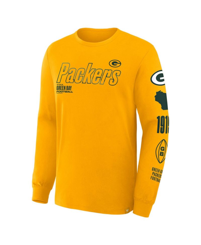 Men's Green Bay Packers Checkdown Pass Long-Sleeve Crew-Neck Classic-Fit T-Shirt