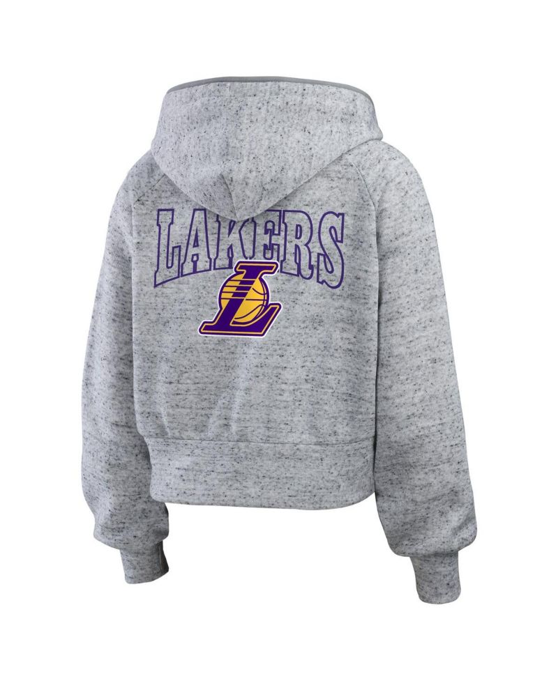 Women's Heather Gray Los Angeles Lakers Speckled Radiator Full-Zip Hoodie