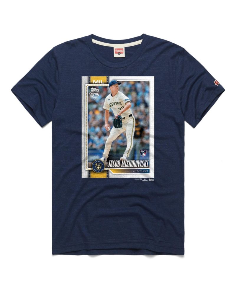 Men's Jacob Misiorowski Milwaukee Brewers Topps Baseball Card Tri-Blend T-Shirt