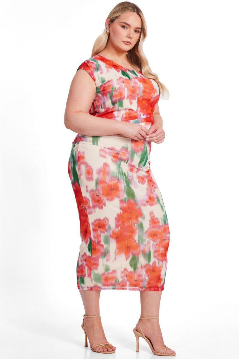 Women's Mesh Ruched Midaxi Dress