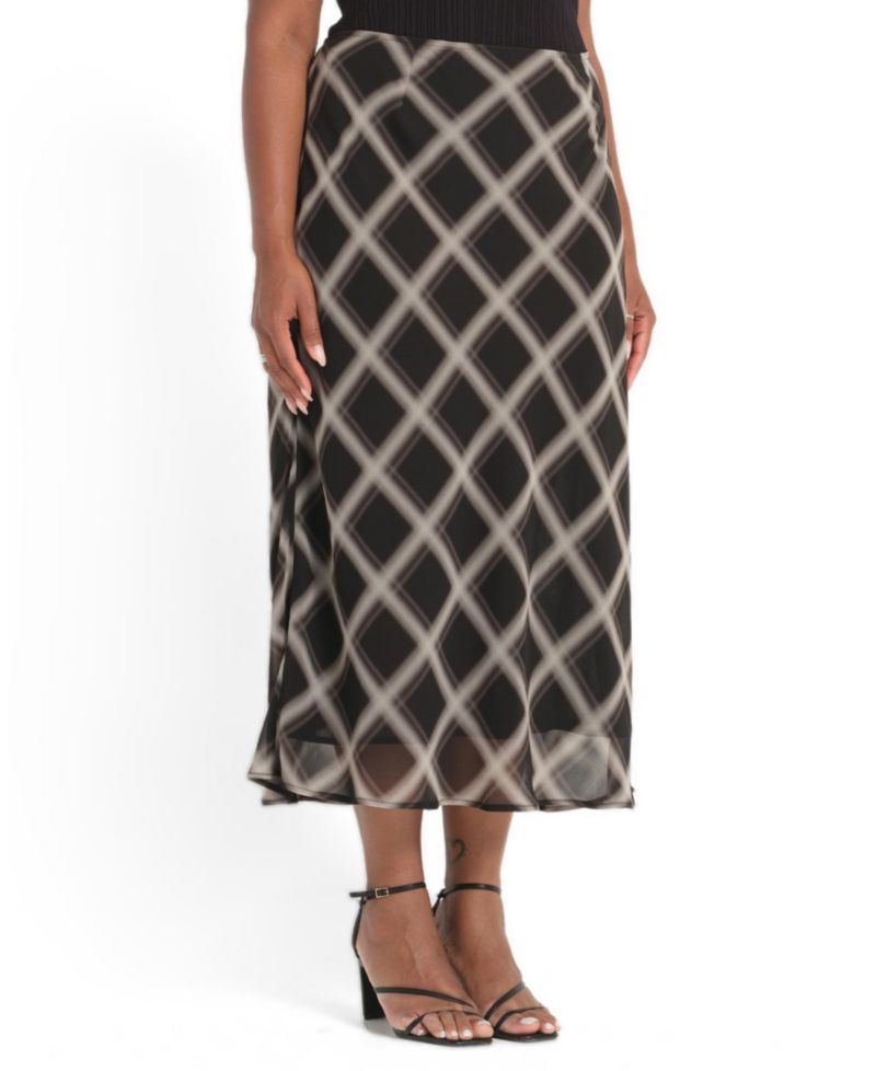 Women's Cameron Check A-Line Elasticated Midi Skirt