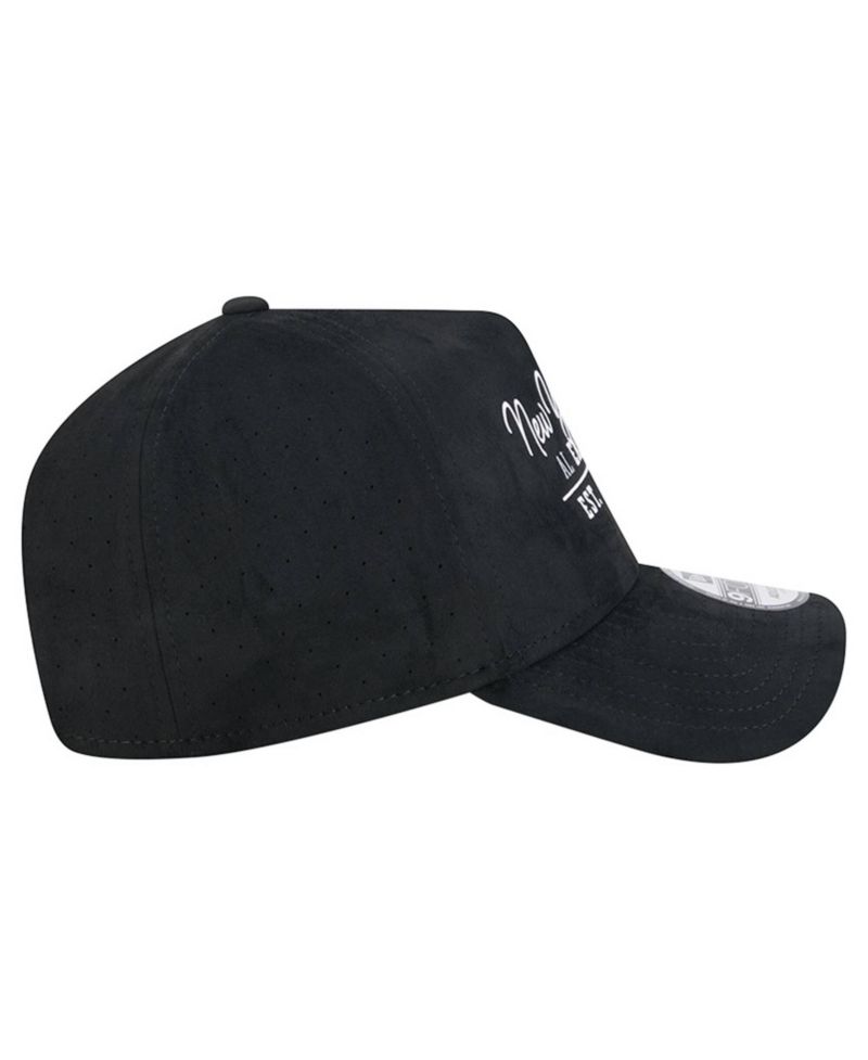 Men's Black New York Yankees Script Text 9FORTY A-Frame Adjustable Hat