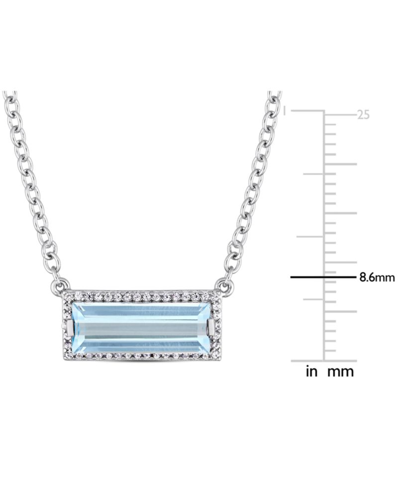 Amethyst (2-1/5 ct. t.w.) & White Sapphire (1/6 ct. t.w.) Rectangle Halo 18" Pendant Necklace in Sterling Silver (Also in Blue Topaz)