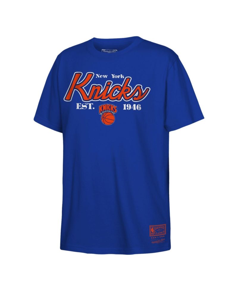 Big Boys and Girls Mitchell Ness Blue New York Knicks Opening Day T-Shirt