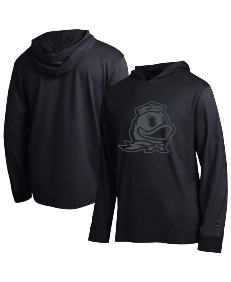 Men's Black Oregon Ducks Tonal All-Star Long Sleeve Hooded T-Shirt