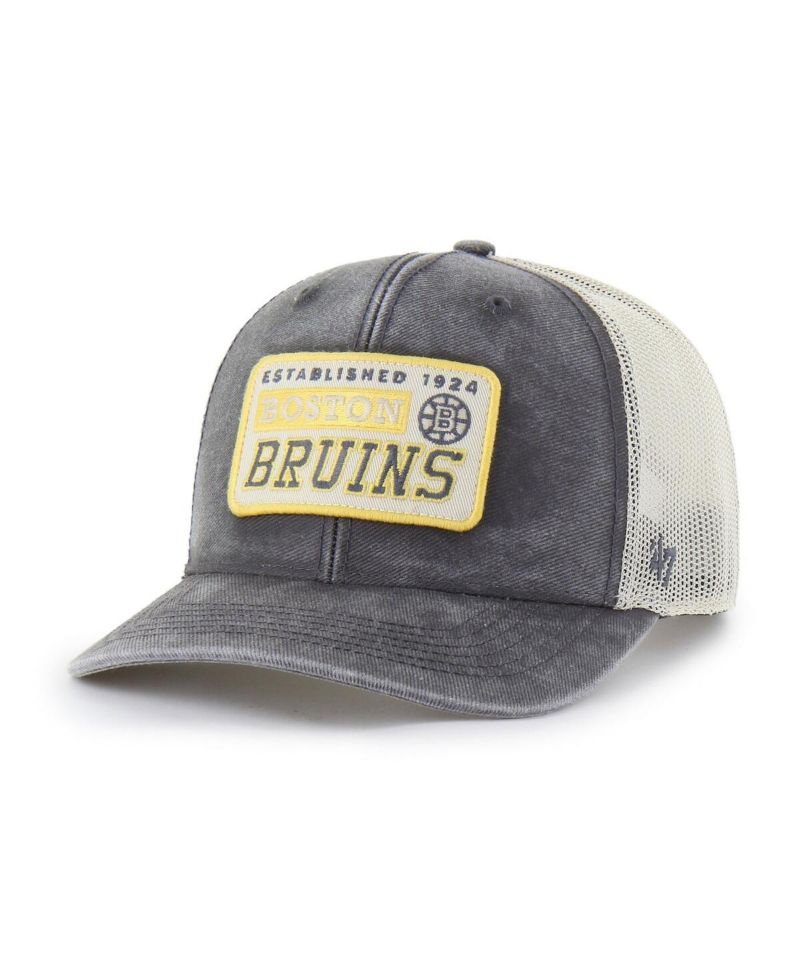 Men's Charcoal Boston Bruins Canteen Pigment Dyed Patch Trucker Adjustable Hat