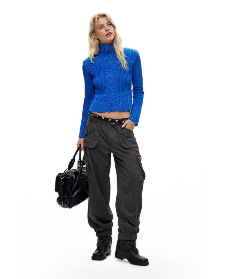 Women's Long-Sleeve Full-Zip Mock Neck Cardigan