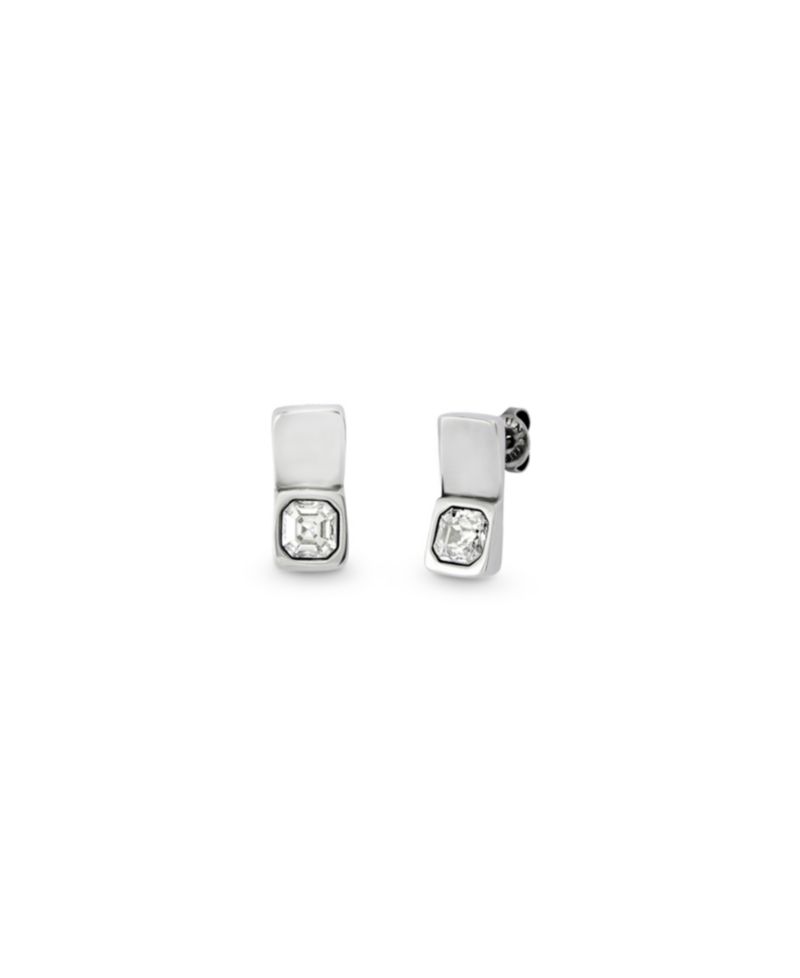 White Facted Glass Earrings