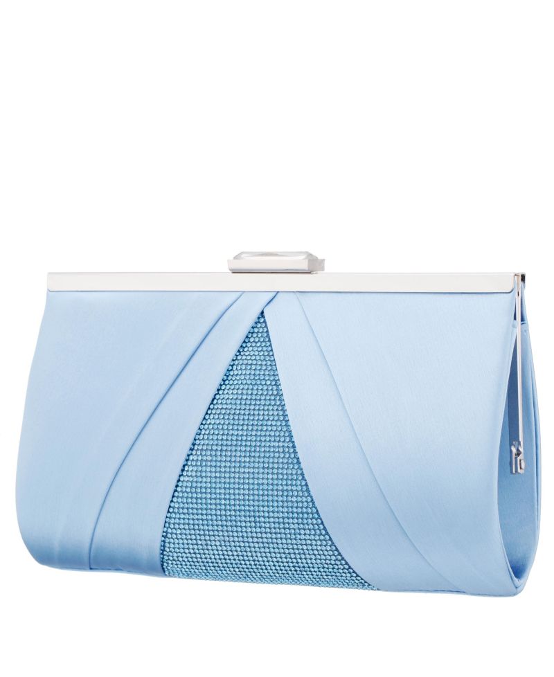 Women's Pleated Stain Crystal Frame Clutch