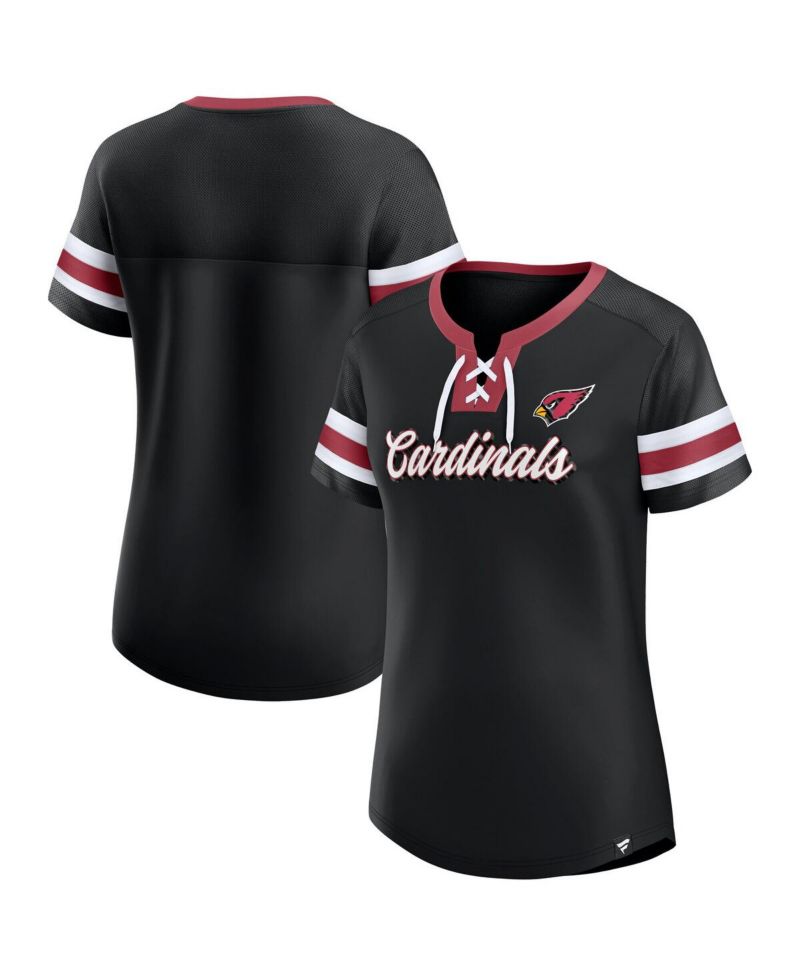 Women's Black Arizona Cardinals Original State Lace-Up T-Shirt