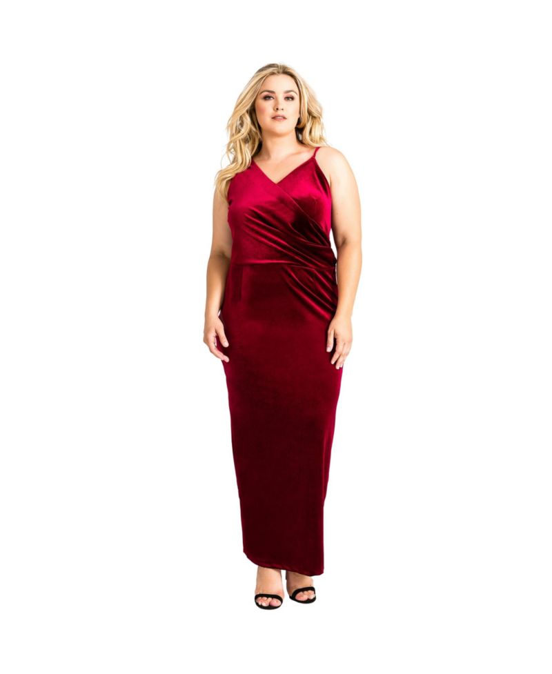 Plus Size Asymmetrical Velvet Maxi Dress