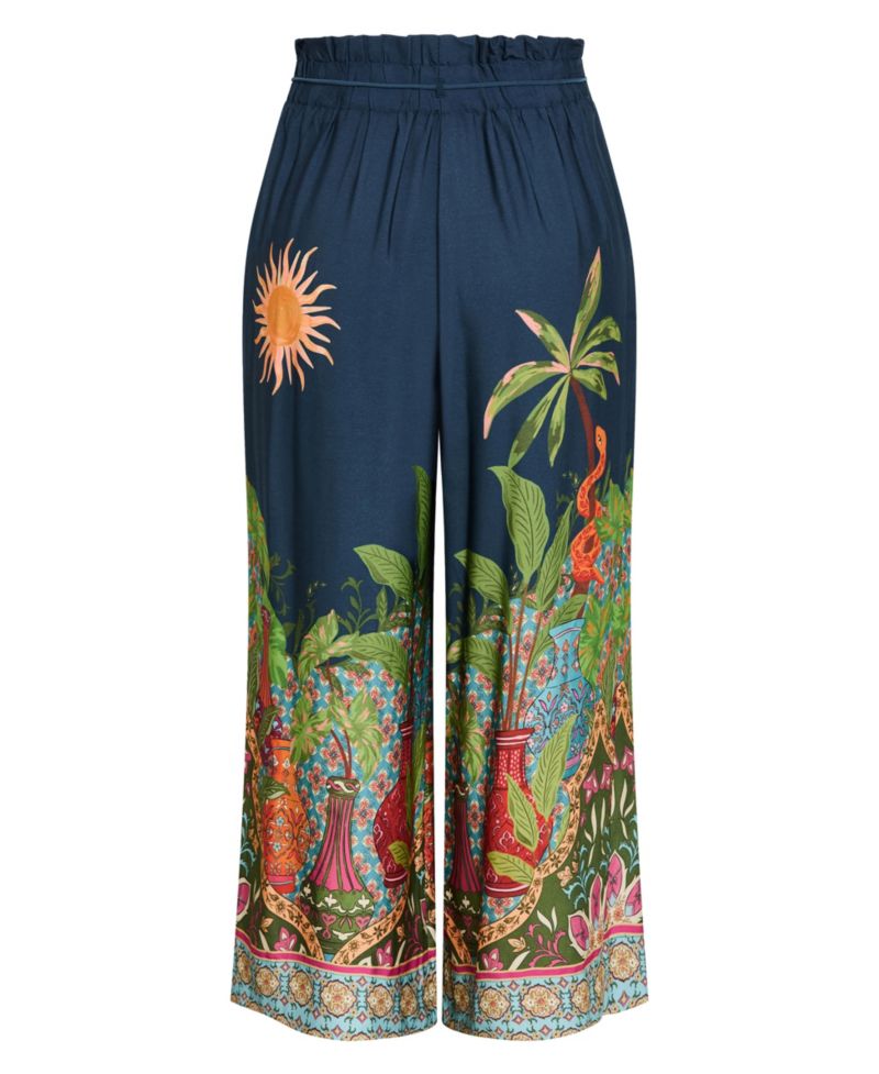 Plus Size Fools Paradise High-Rise Print Wide-Leg Pants