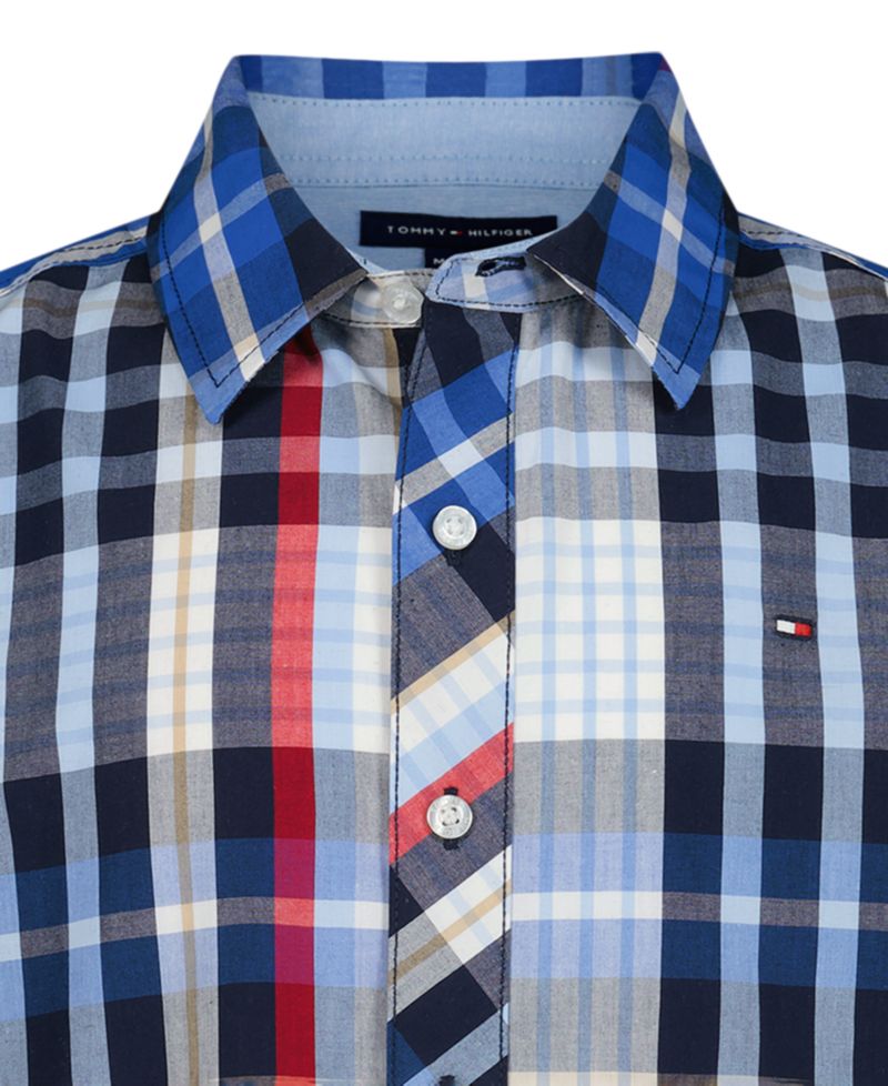 Boys' 2T-7 Plaid Short-Sleeve Button-Front Shirt
