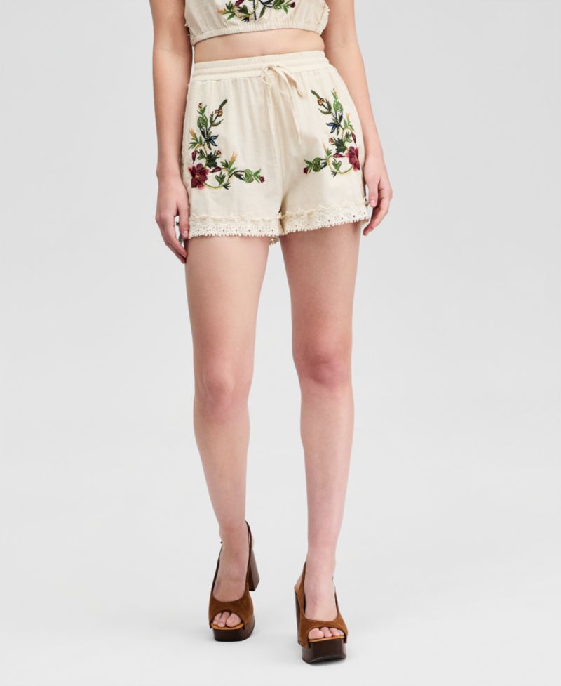 Women's Floral Embroidered Shorts