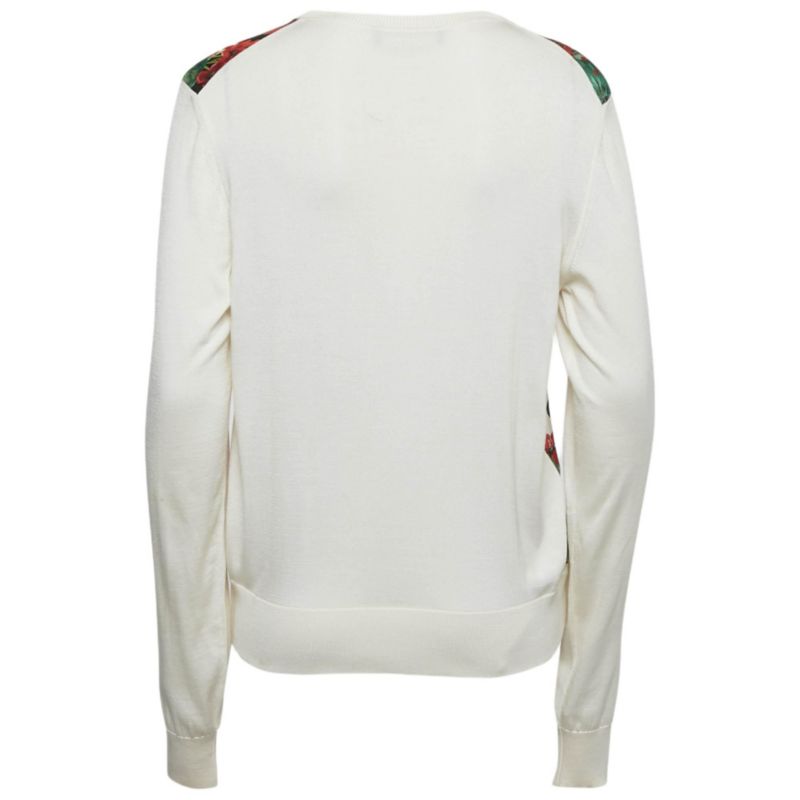 Women's Cream Printed Silk Cardigan