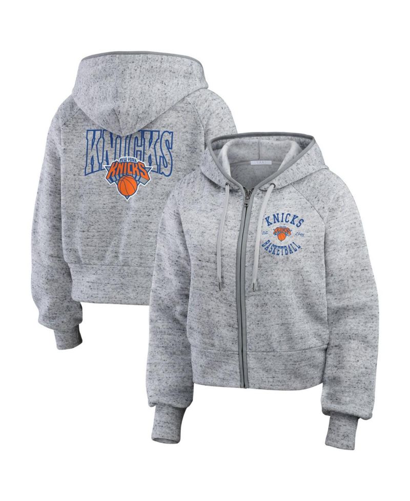 Women's Heather Gray New York Knicks Speckled Radiator Full-Zip Hoodie