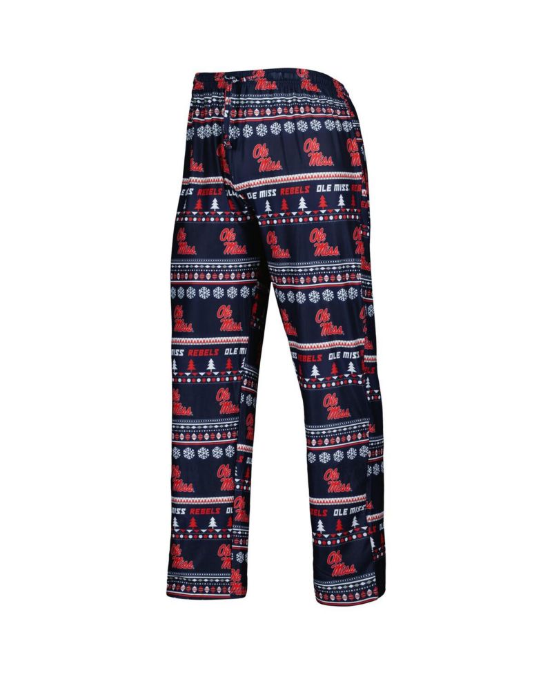 Men's Navy Ole Miss Rebels Swivel Long Sleeve T-shirt and Pants Sleep Set