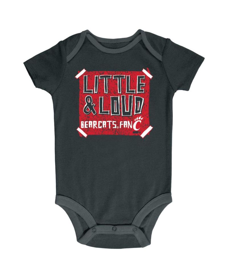 Baby Boys and Girls Black/Gray/White Cincinnati Bearcats Bodysuit Set 3-Pack