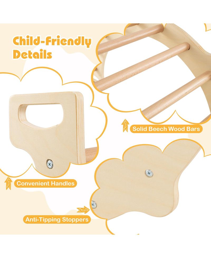 8-in-1 Kids Climbing Arch with Beech Wood Collapsible Storage Bin, 2-Piece Set