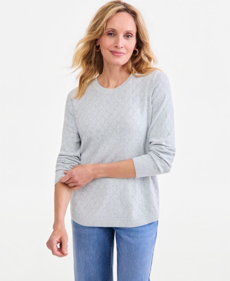 Women's Cotton Curved-Hem Sweater