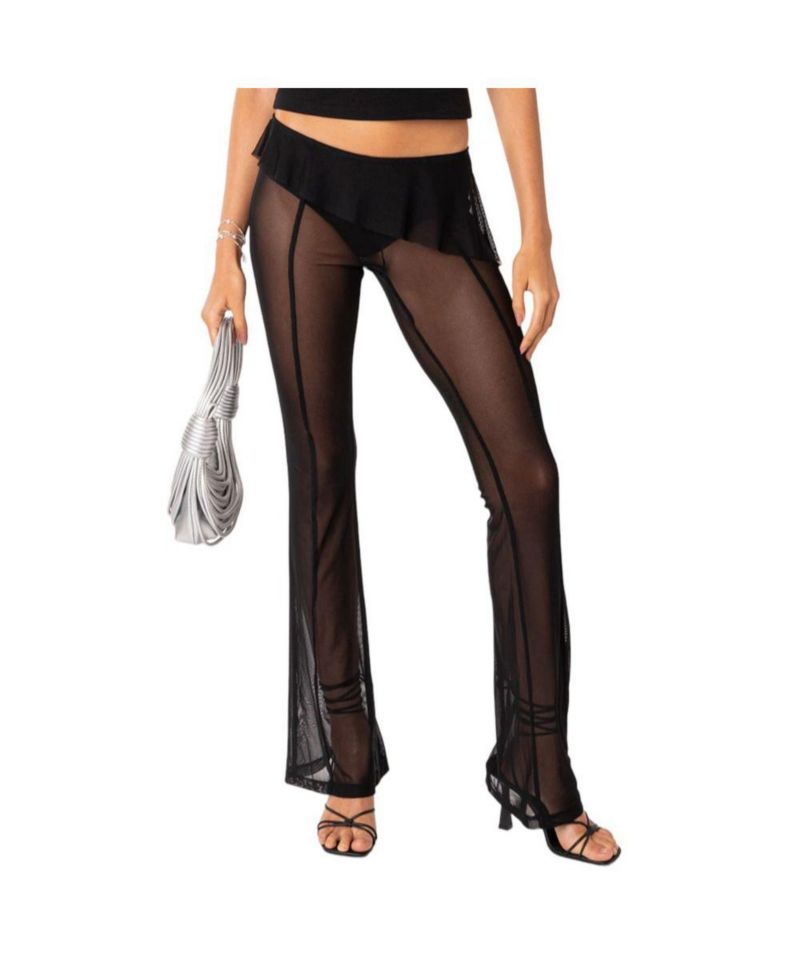 Women's Carsen Ruffle Sheer Mesh Pants