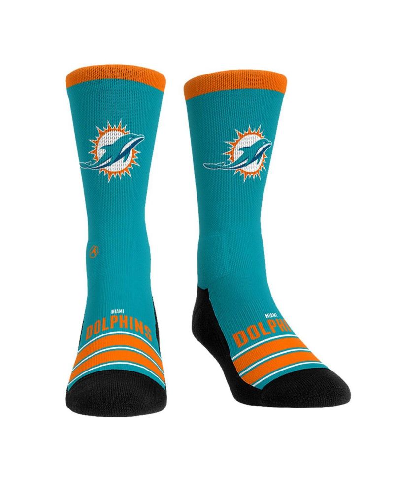 Men's and Women's Miami Dolphins Gametime Stripe Crew Socks